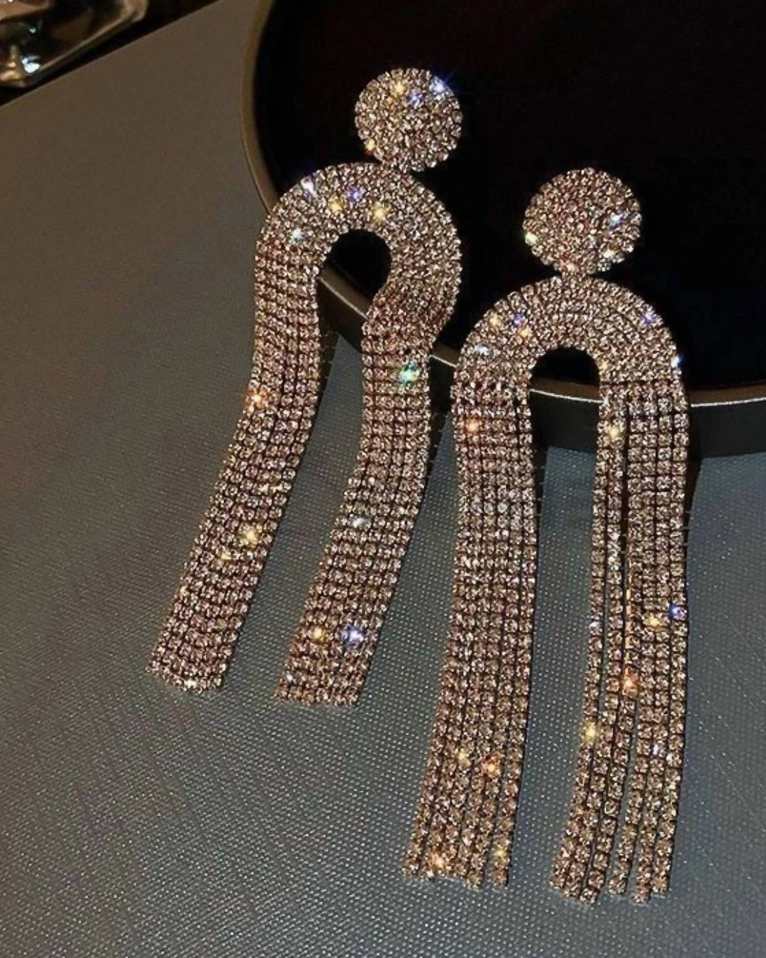 3Am By H&D Accessories - Women's Glam Rhinestone Fringe Earrings