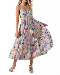 Astr - Blythe Floral Plisse Midi Dress