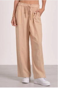 ELAN Wide Leg Pants With Drawstring in sand - women's pants