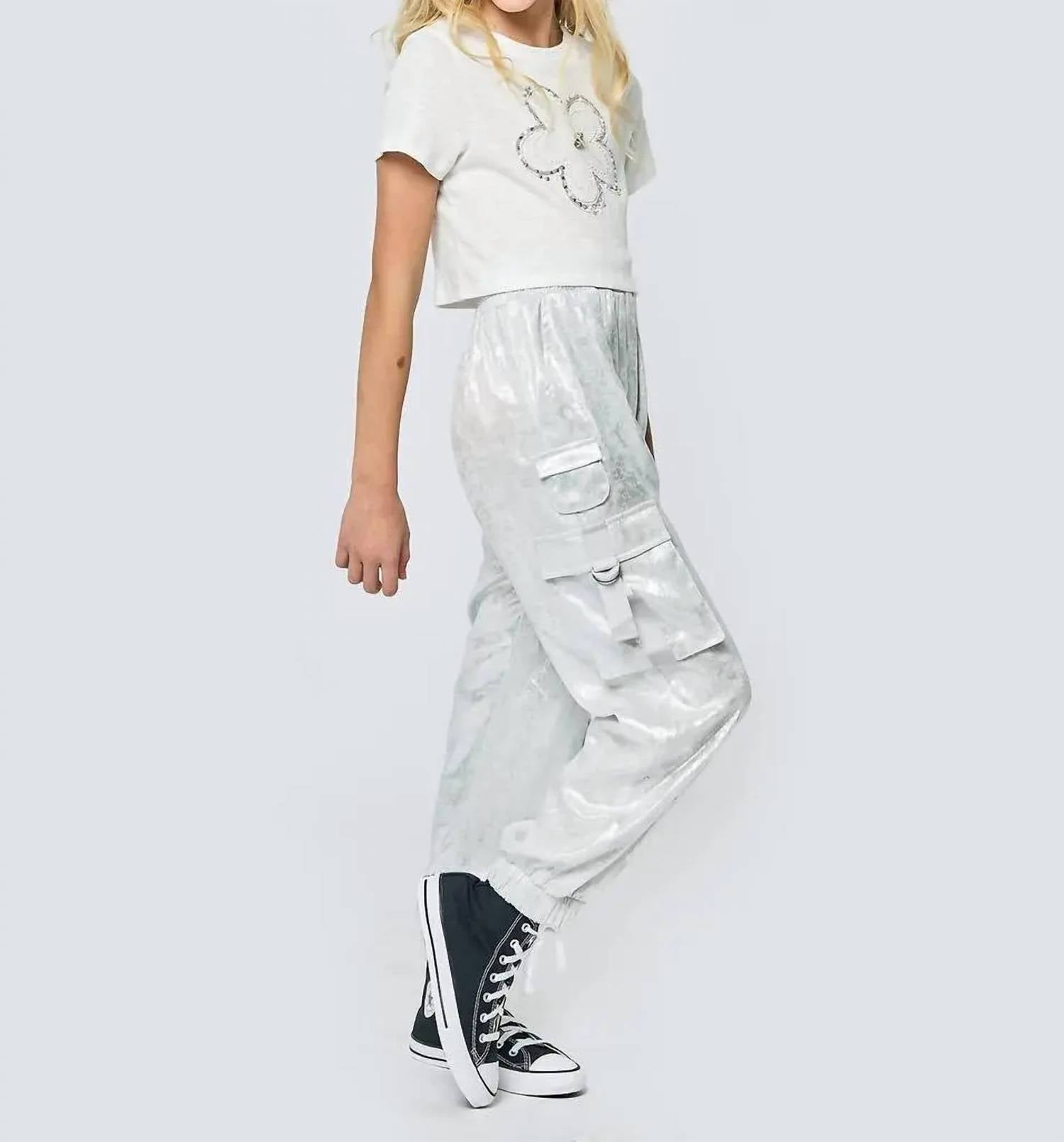 Hannah Banana - Flower Graphic Tee With Metallic Cargo Jogger
