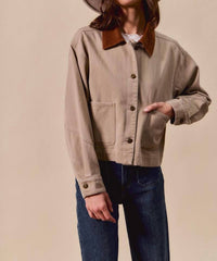 So Me - Cropped Barn Jacket With A Corduroy Collar