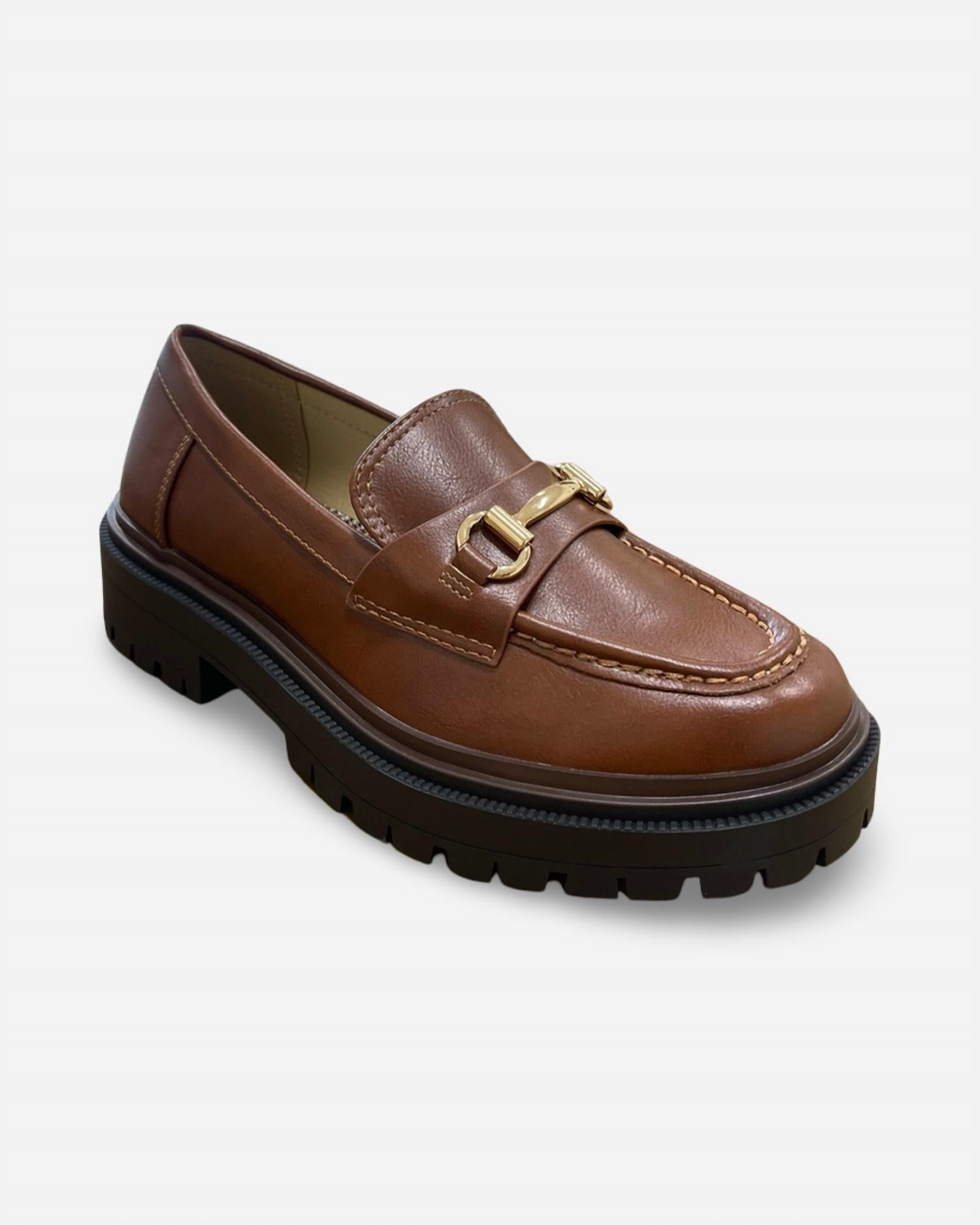 SODA Women's Theos Platform Loafer in cognac - women's flats