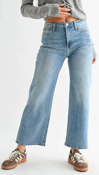 Just Black Denim - High Rise Slim Crop Wide Leg Jeans
