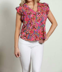 Veronica M - V-Neck Button Ruffle Top