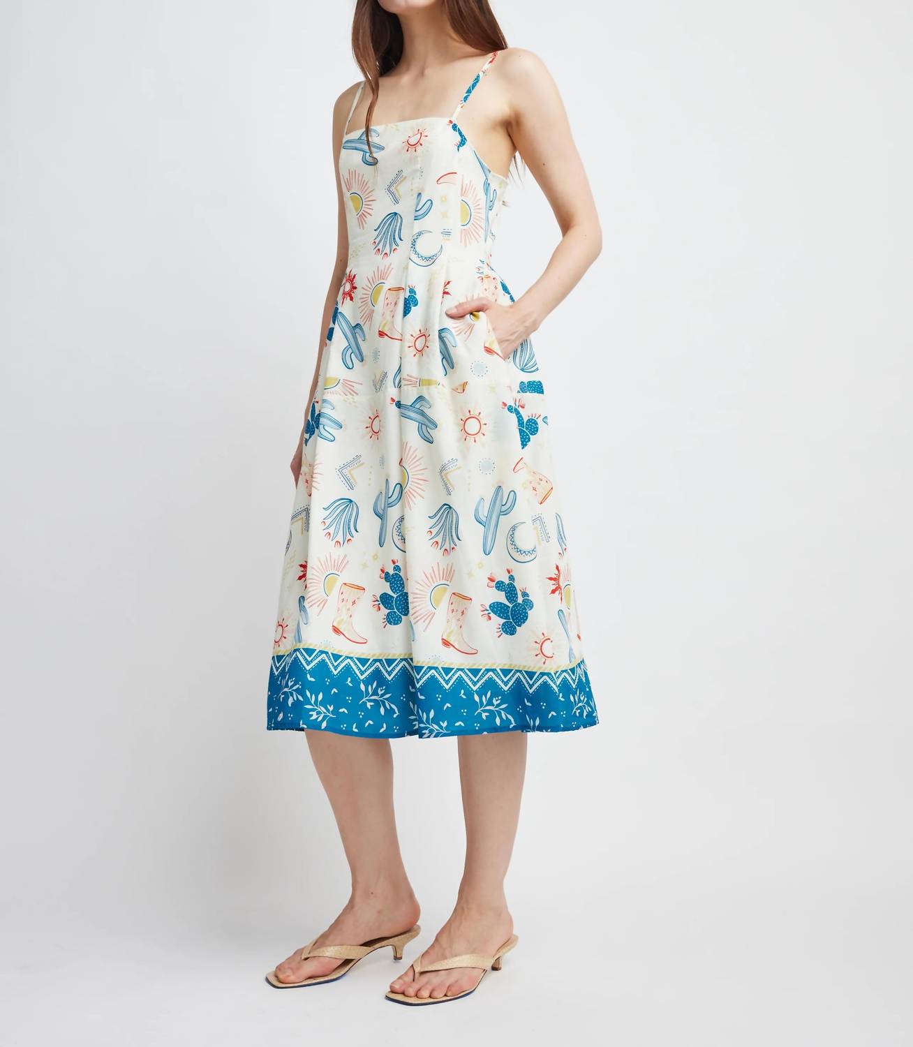 Self Contrast - Brynn Pleated Strappy Dress