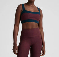 BEYOND YOGA Spacedye Horizon Colorblock Bra in midnight burgandy nocturnal navy heather - women's intimate