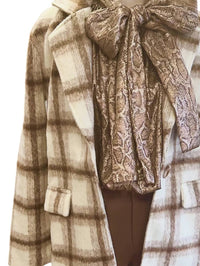 ALLIE ROSE Womne's Plaid Coat in white brown - women's jacket - detail view