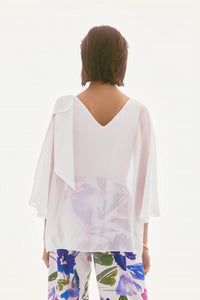 Joseph Ribkoff - Boat Neck Asymmetric Chiffon Overlay Top