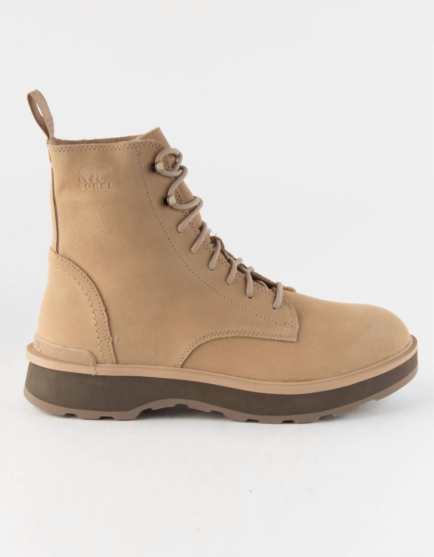 SOREL Women's Hi-Line Lace Boot in omega taupe - women's shoe - detail view