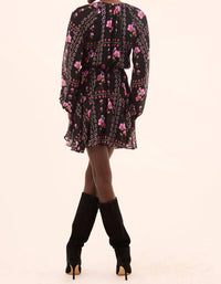 Misa Los Angeles Anthea Mini Dress in midnight lattice 1 - women's dress - detail view