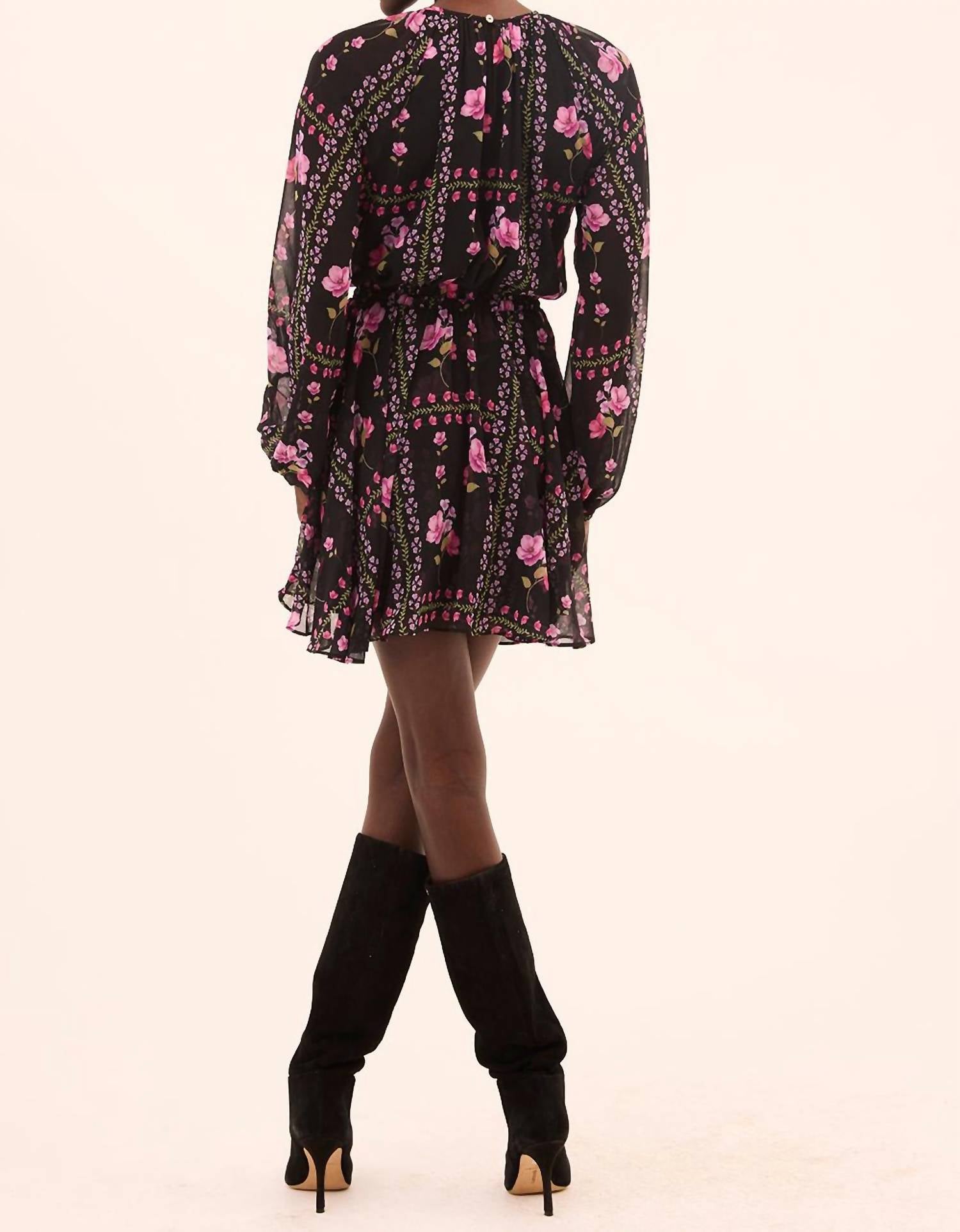 Misa Los Angeles Anthea Mini Dress in midnight lattice 1 - women's dress - detail view