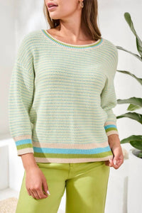 Mb By Tribal - Scoop Neck Cotton Stripe Sweater