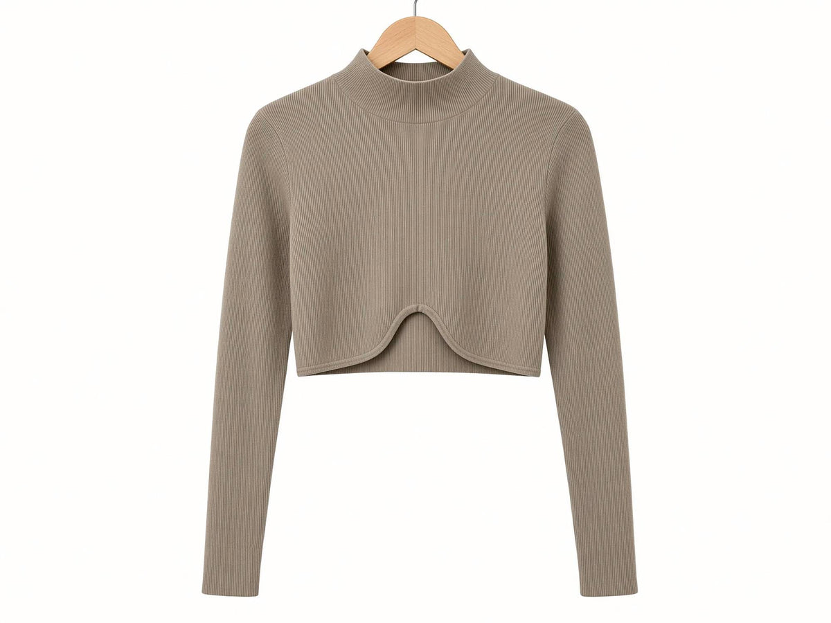 Papermoon - Women's Remi Long Sleeve Button Crop Top
