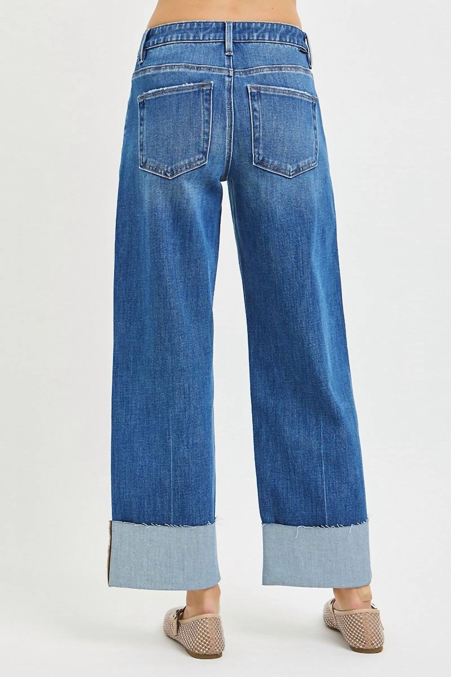 RISEN 4 Way Stretchy Mid Rise Cropped Cuffed Jean in med wash - women's jeans - view 4