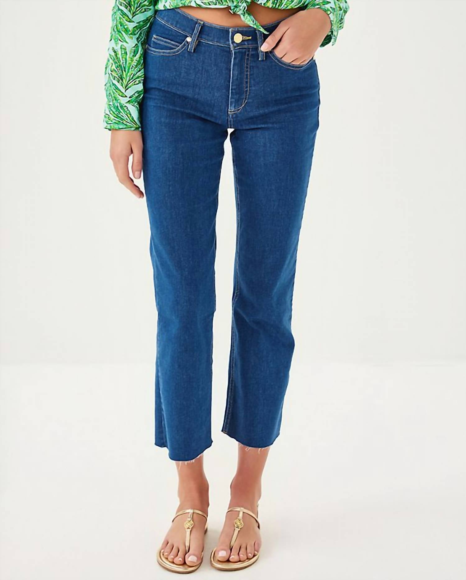 Lilly Pulitzer Lindessa High Rise Crop Jean in medium wash - women's jeans