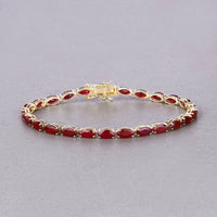 Diana M Jewels Women's Marquise Natural Ruby Bracelet (9.50 Ct) - Bold in 14k yellow gold - women's jewelry - detail view