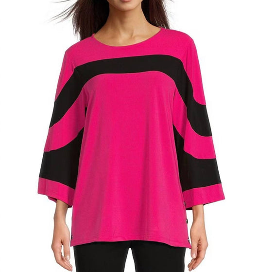 Multiples - Women's 3/4 Sleeve Scoop Neck Color Block Top