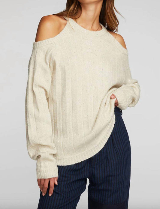 Sequin Knit Cold Shoulder Sweater