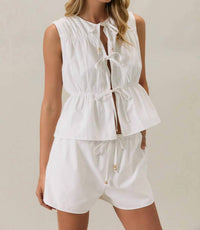 Sunday Edition - Front Tie Linen Top