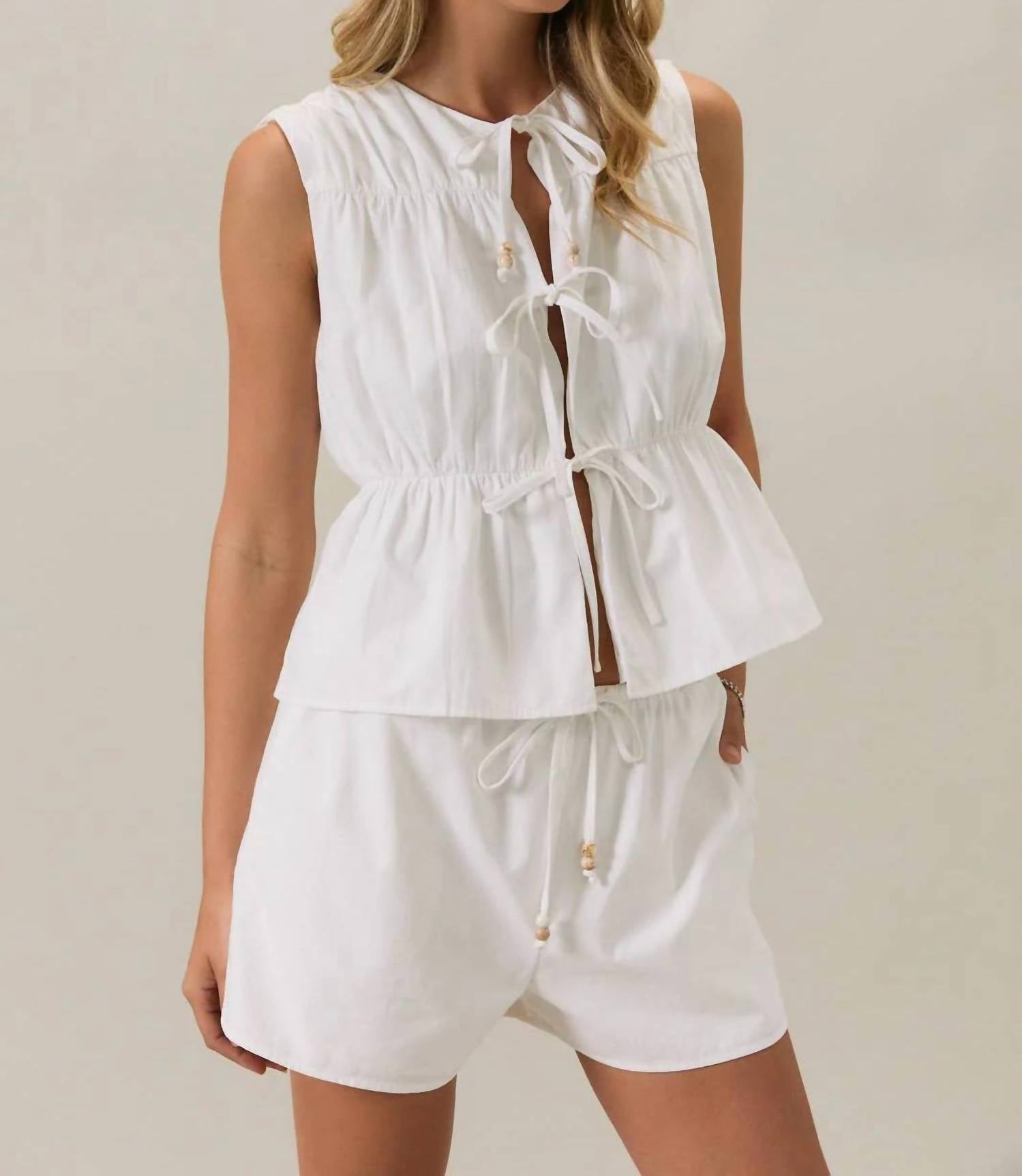 Sunday Edition - Front Tie Linen Top