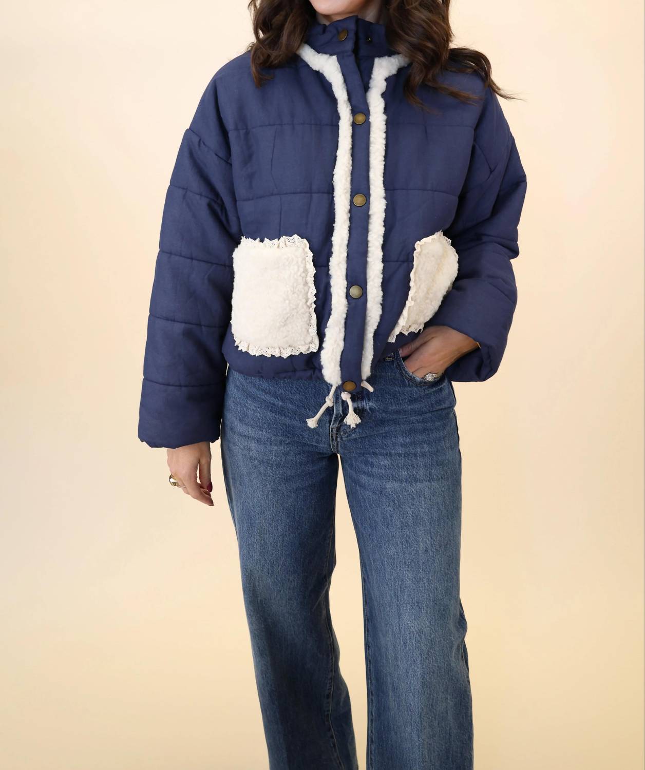 Miou Muse - Women's Sherpa Pocket Quilted Jacket