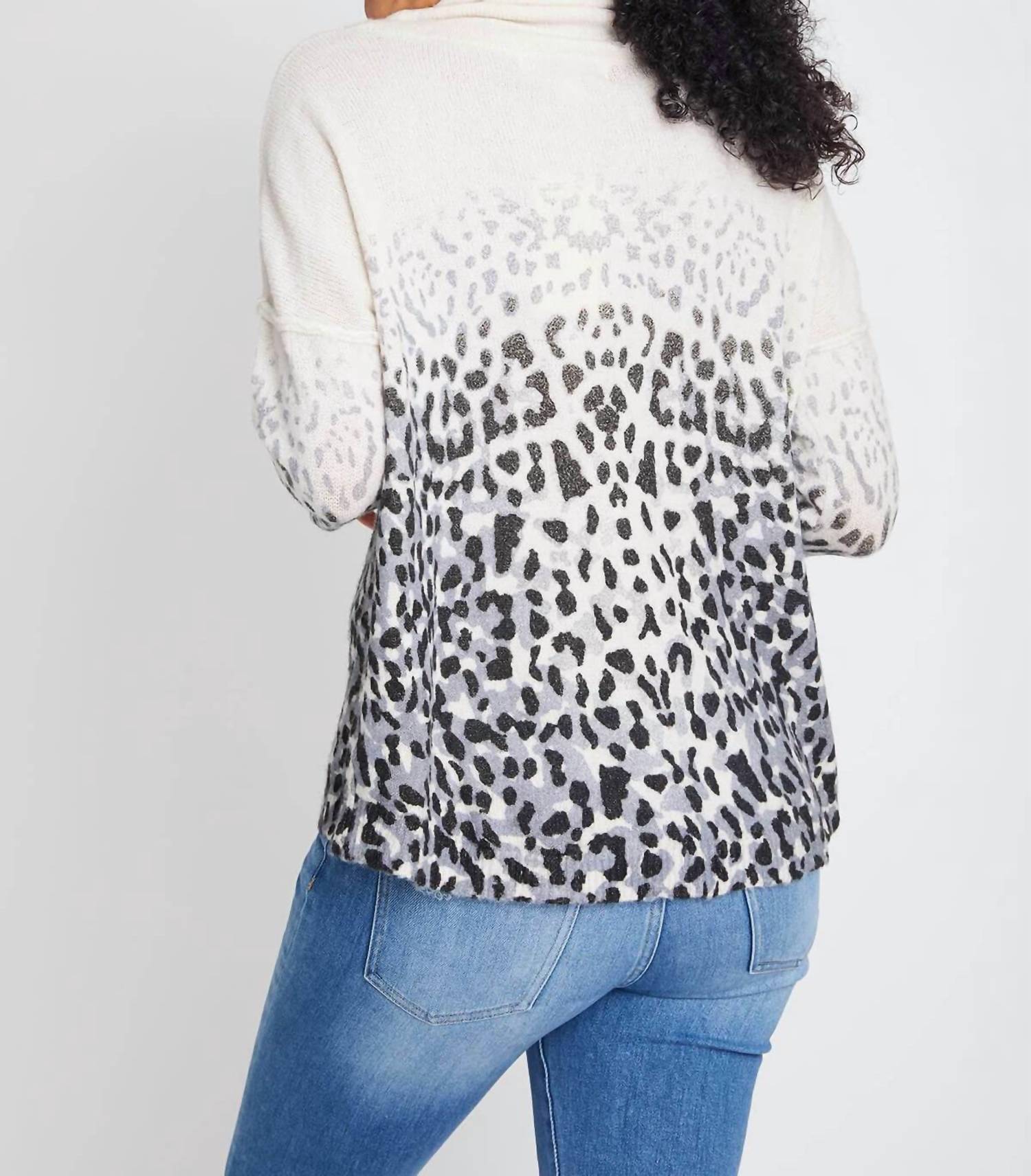 Faded Leopard Cowl Neck Sweater