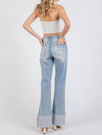 Petra153 Hattie High Rise Cuffed Hem Flare Jeans in blue - women's jeans - view 5
