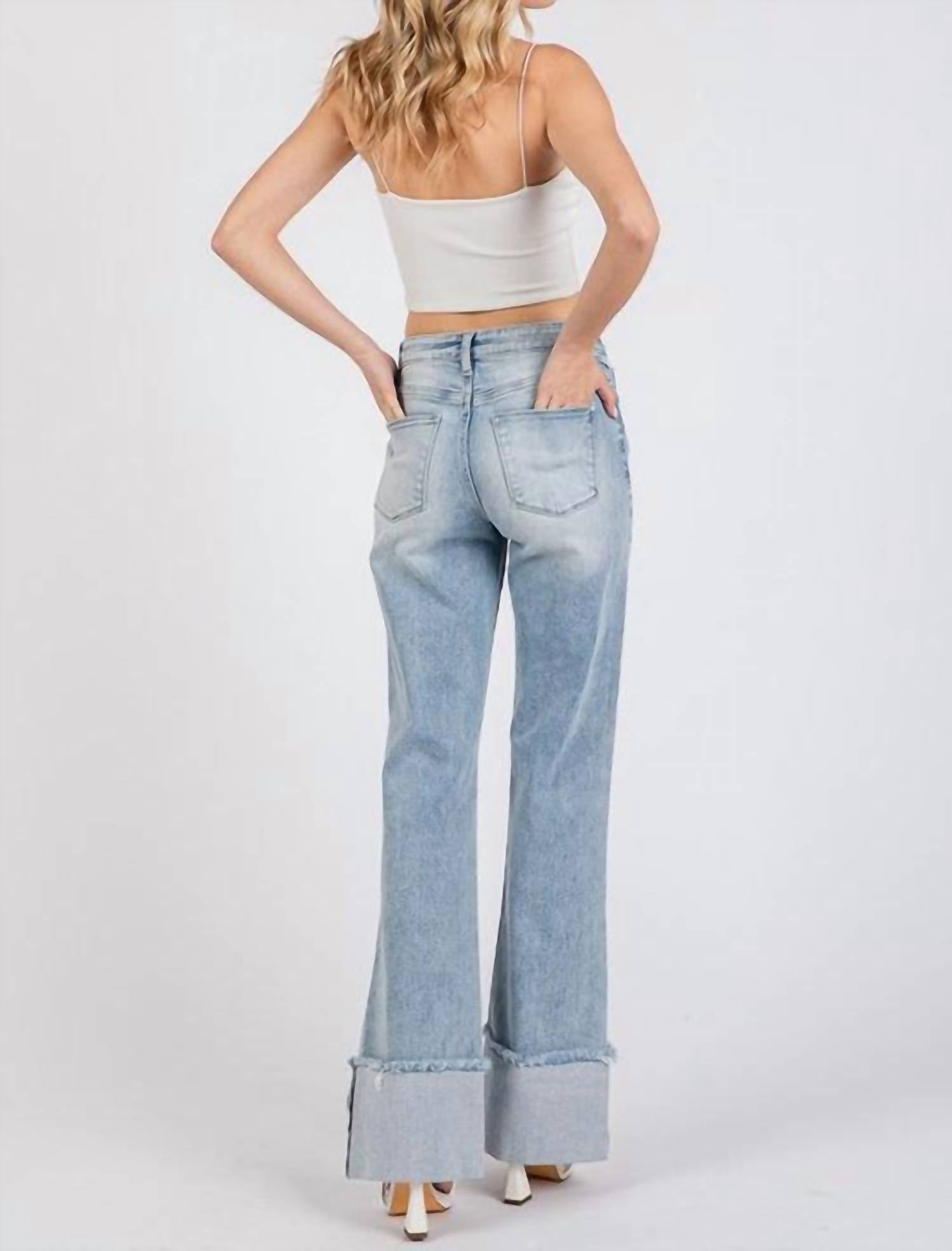 Petra153 Hattie High Rise Cuffed Hem Flare Jeans in blue - women's jeans - view 5