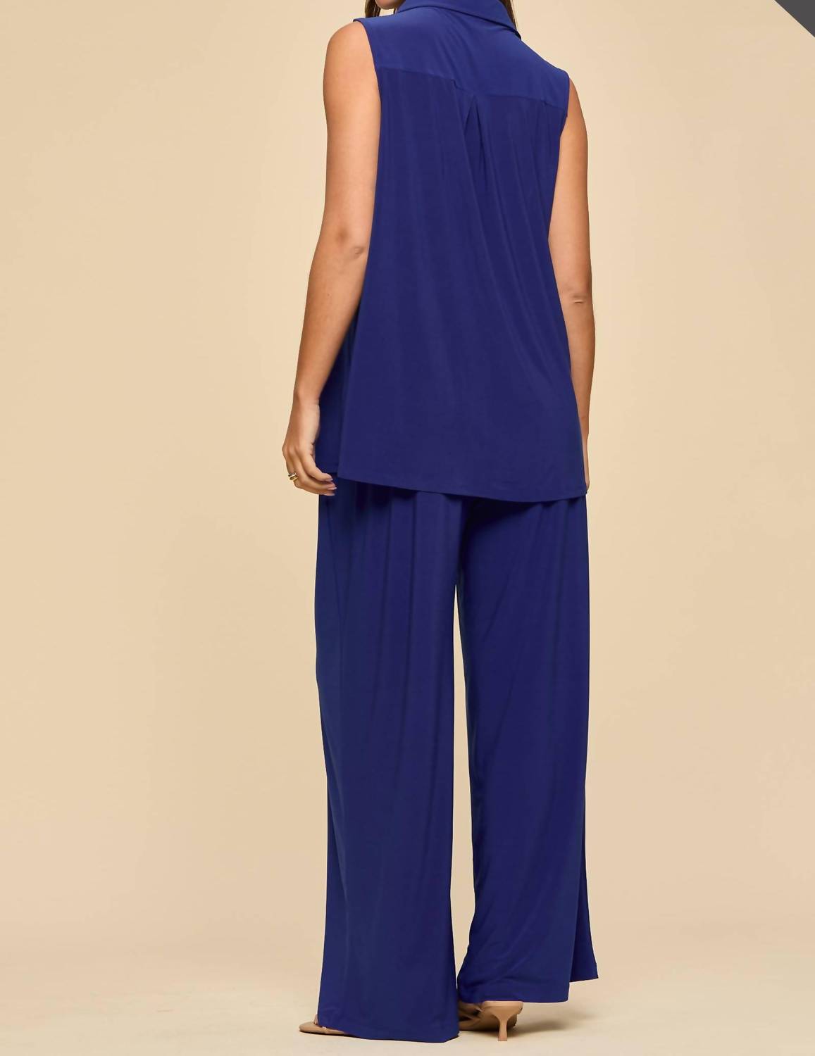 Dear Scarlett Two-piece Tank And Pants Resort Wear Set - Plus in royal blue - women's sleepwear - alternate view