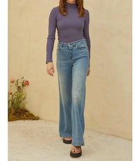 By Together - Ribbed Long Sleeve Mock Neck Top