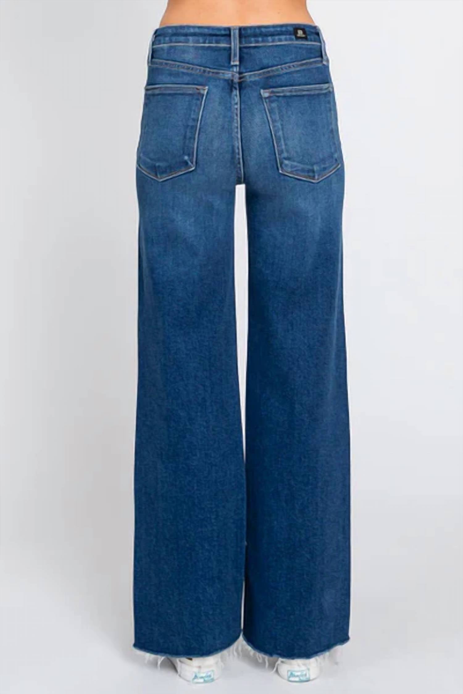 Letter To Juliet - Paola A-line Scissor Hem Wide Leg Jeans