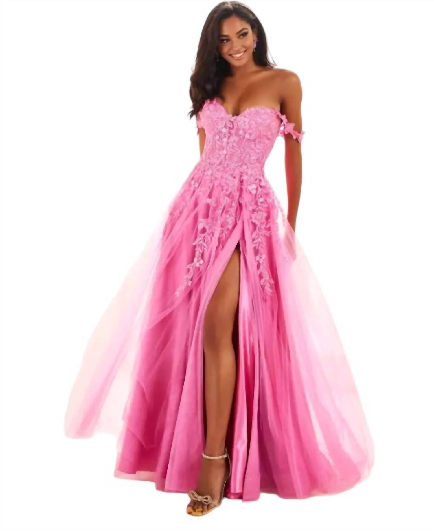 Ellie Wilde - A-line Prom Dress With Glitter
