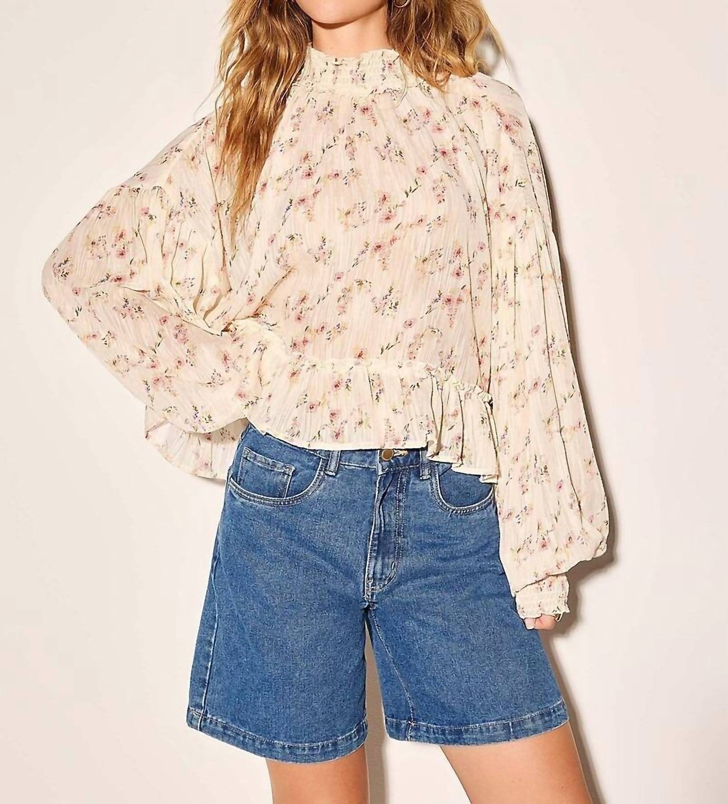 By Together - Airy Floral Ruffle Blouse