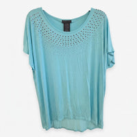 DESIGN HISTORY Women's Missy Studed Short Sleeve Top - Plus in peppermint - women's blouse