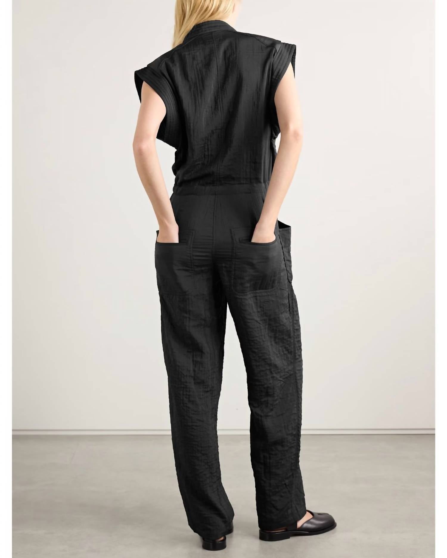 ISABEL MARANT Suzie Cap Sleeves Jumpsuit in black - women's pants - detail view