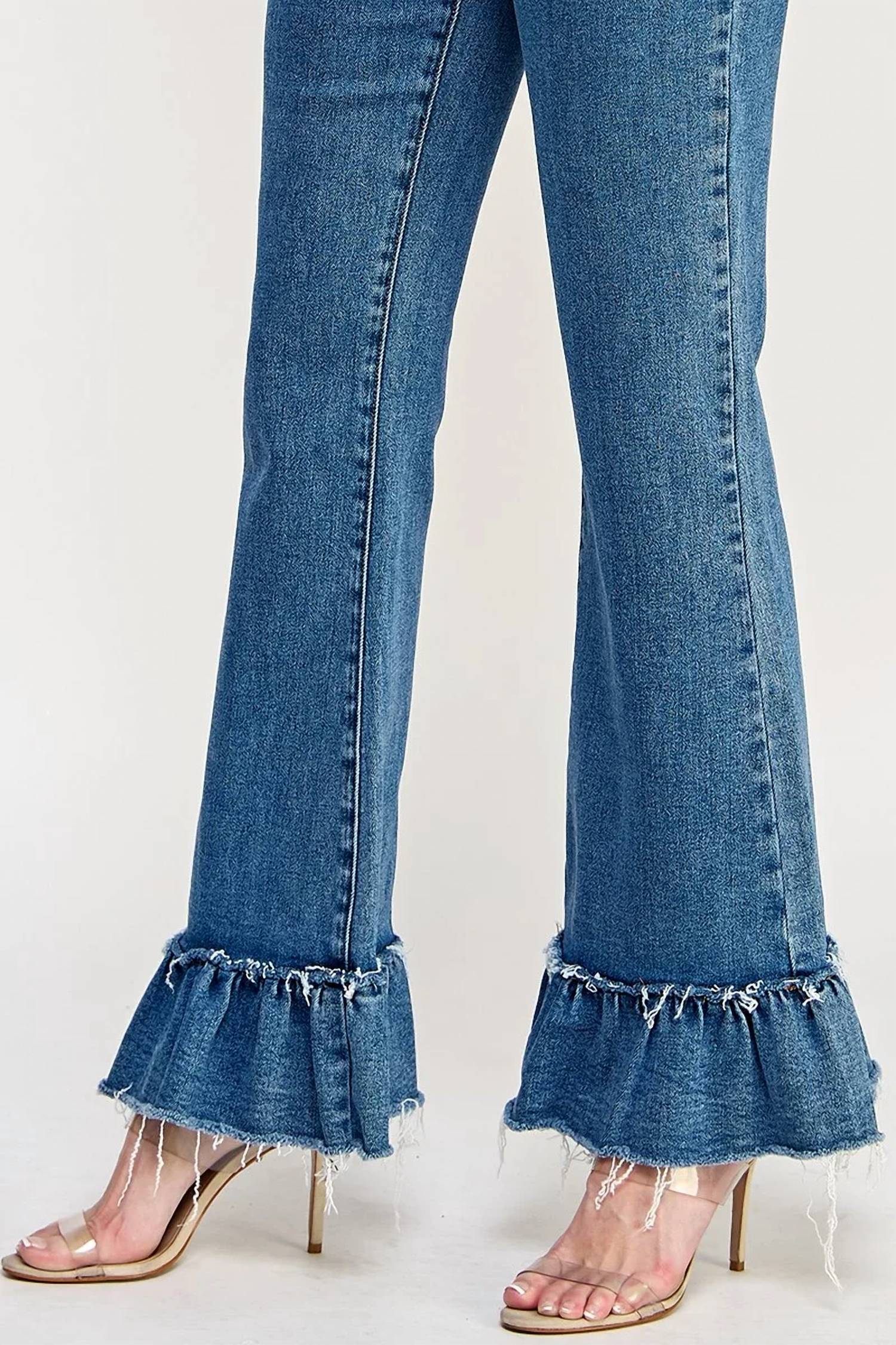 Special A - Tummy Control Flare Jeans With Ruffle Hem