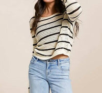 Z Supply Kit Stripe Sweater in beige - women's sweater - detail view