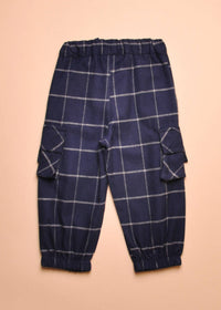 Cozmo Kid's Tobias Plaid Flannel Pants in navy - kids' joggers - view 4