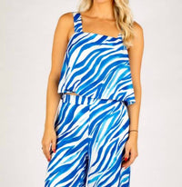 Sincerely Ours Brandee Zebra Printed Top in blue - women's tank top
