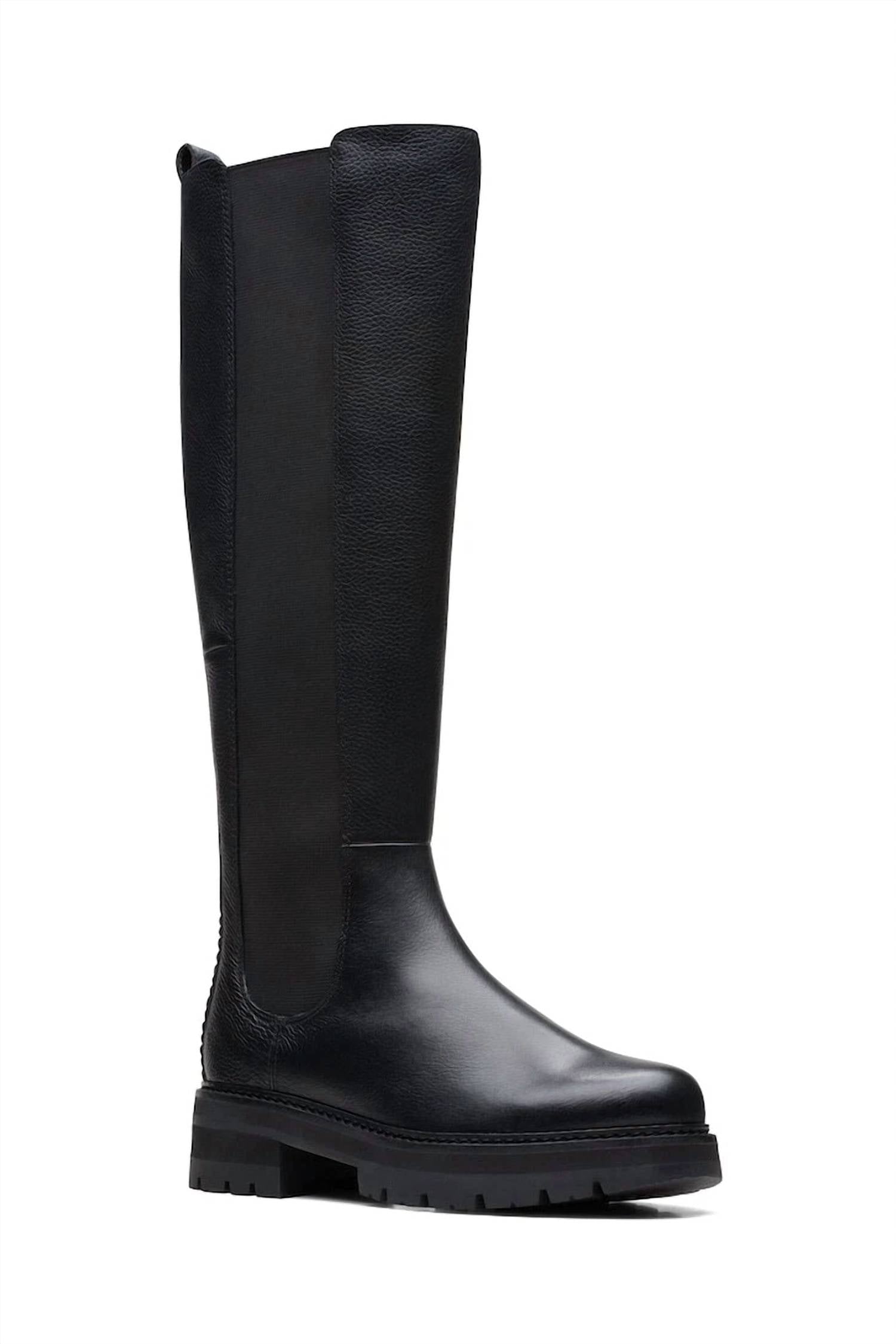 Clarks Women's Orianna Long Knee High Boot in black leather - women's shoe - detail view
