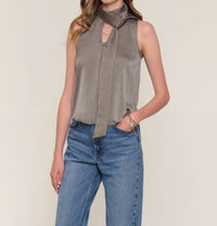 heartloom Joey Sleeveless Top in mineral - women's blouse - detail view