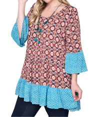 Kori - Floral Bell Sleeve Peasant Top