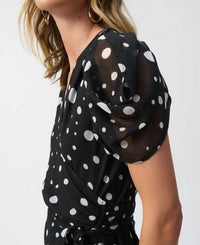 Joseph Ribkoff - Chiffon Polka Dota Wrap Dress