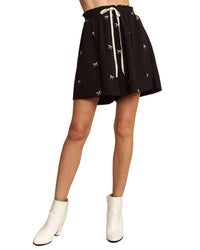 Davi & Dani - Ribbon Embroidery Elastic Waistband Short