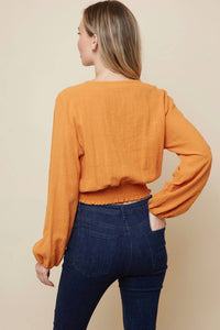 OVERLAP WITH SMOCKING LINEN TOP