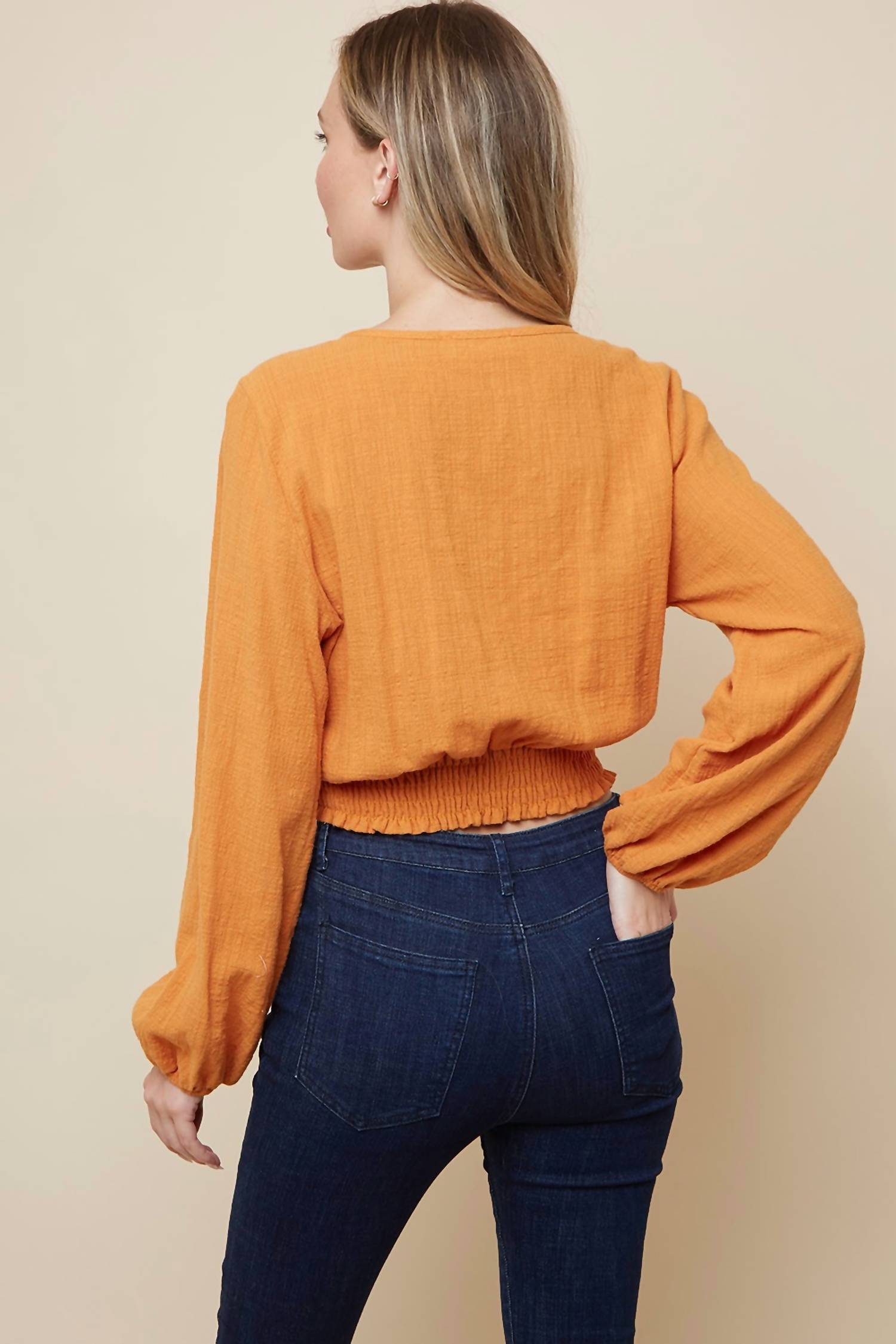 OVERLAP WITH SMOCKING LINEN TOP