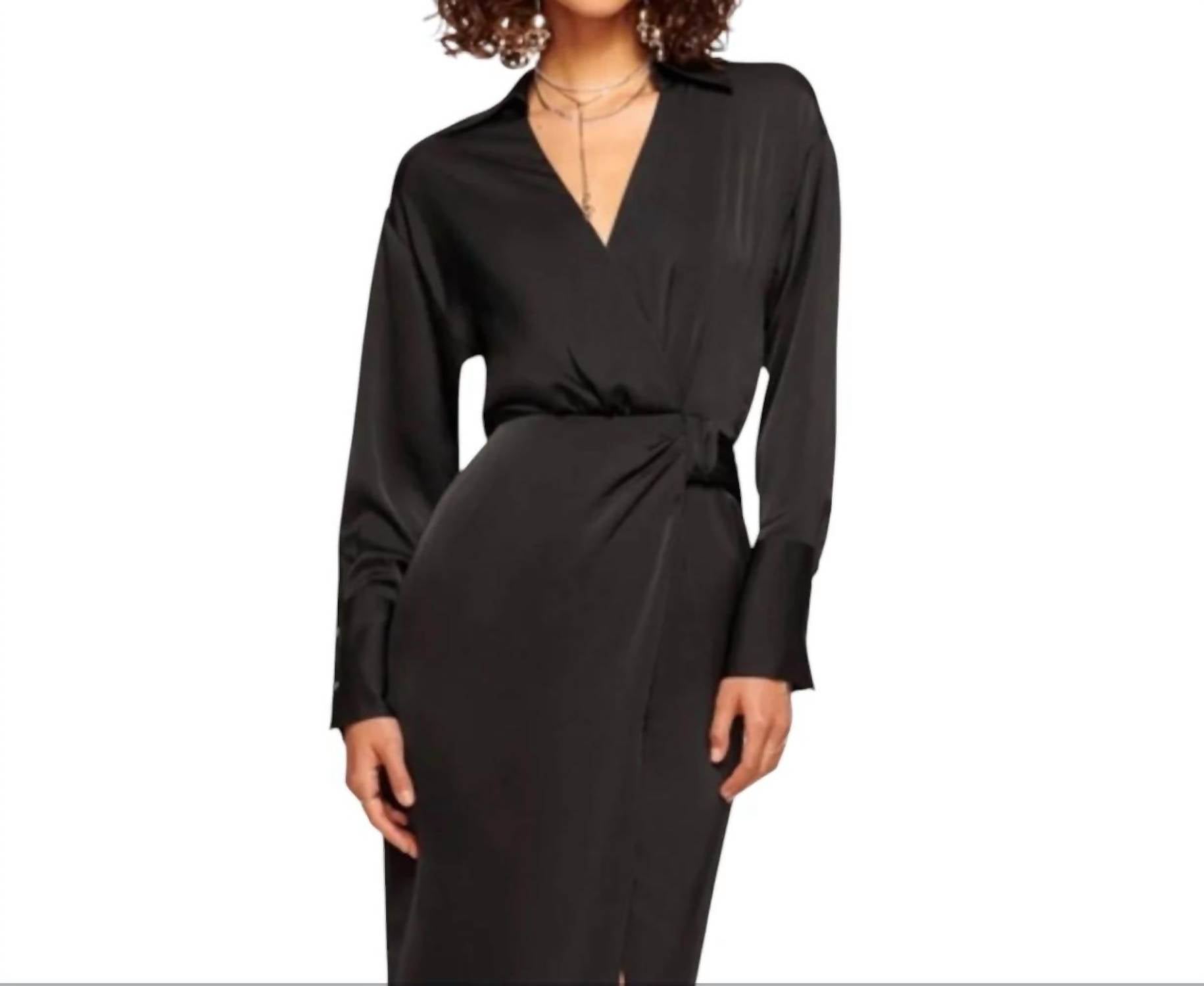 Ramy Brook - Aurora Draped Satin Shirt Dress