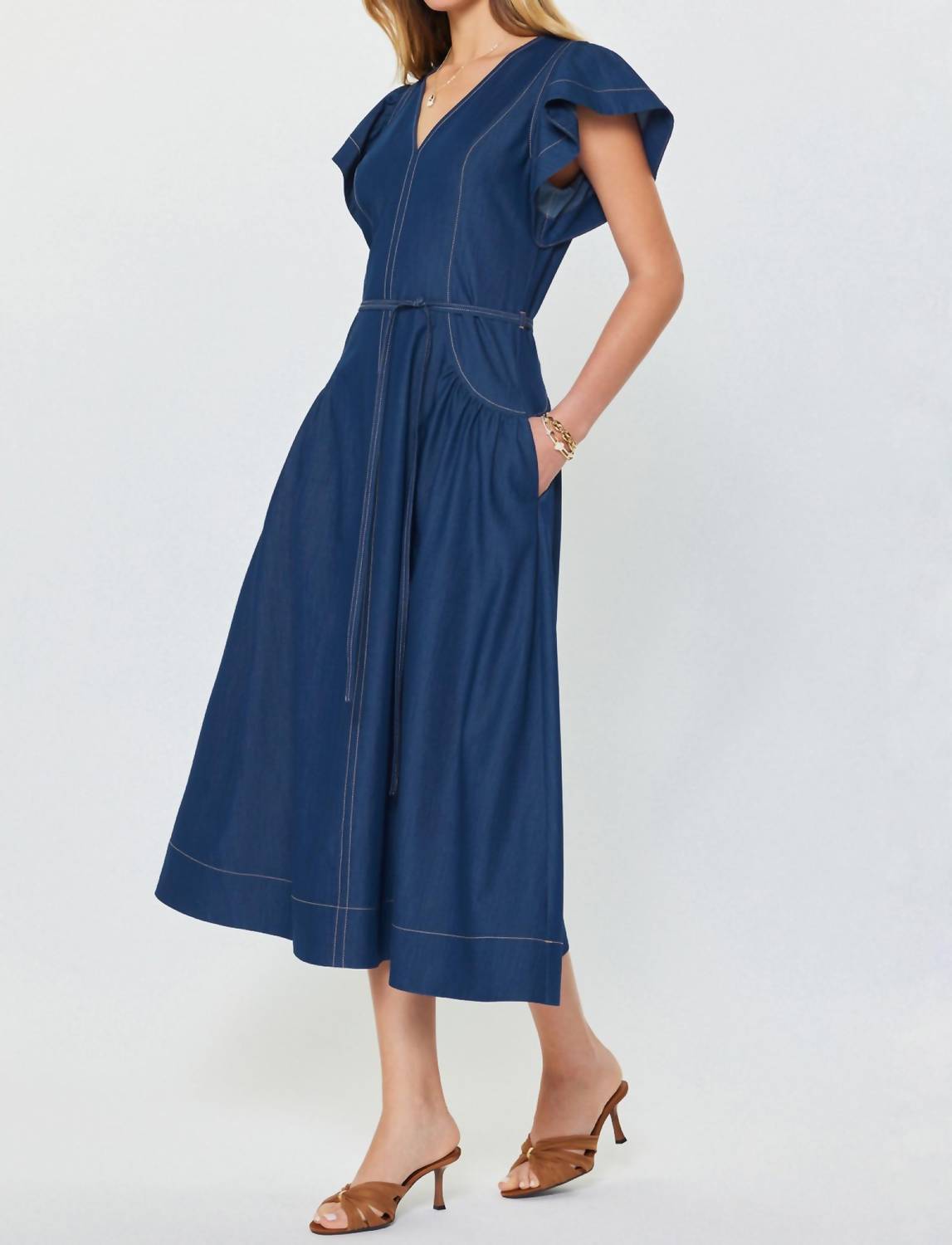 Current Air - Contrast Stitch Midi Dress
