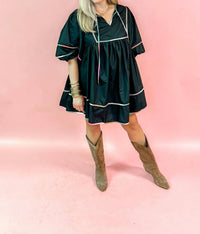 Style Usa - Women's Color Block Trim Mini Dress