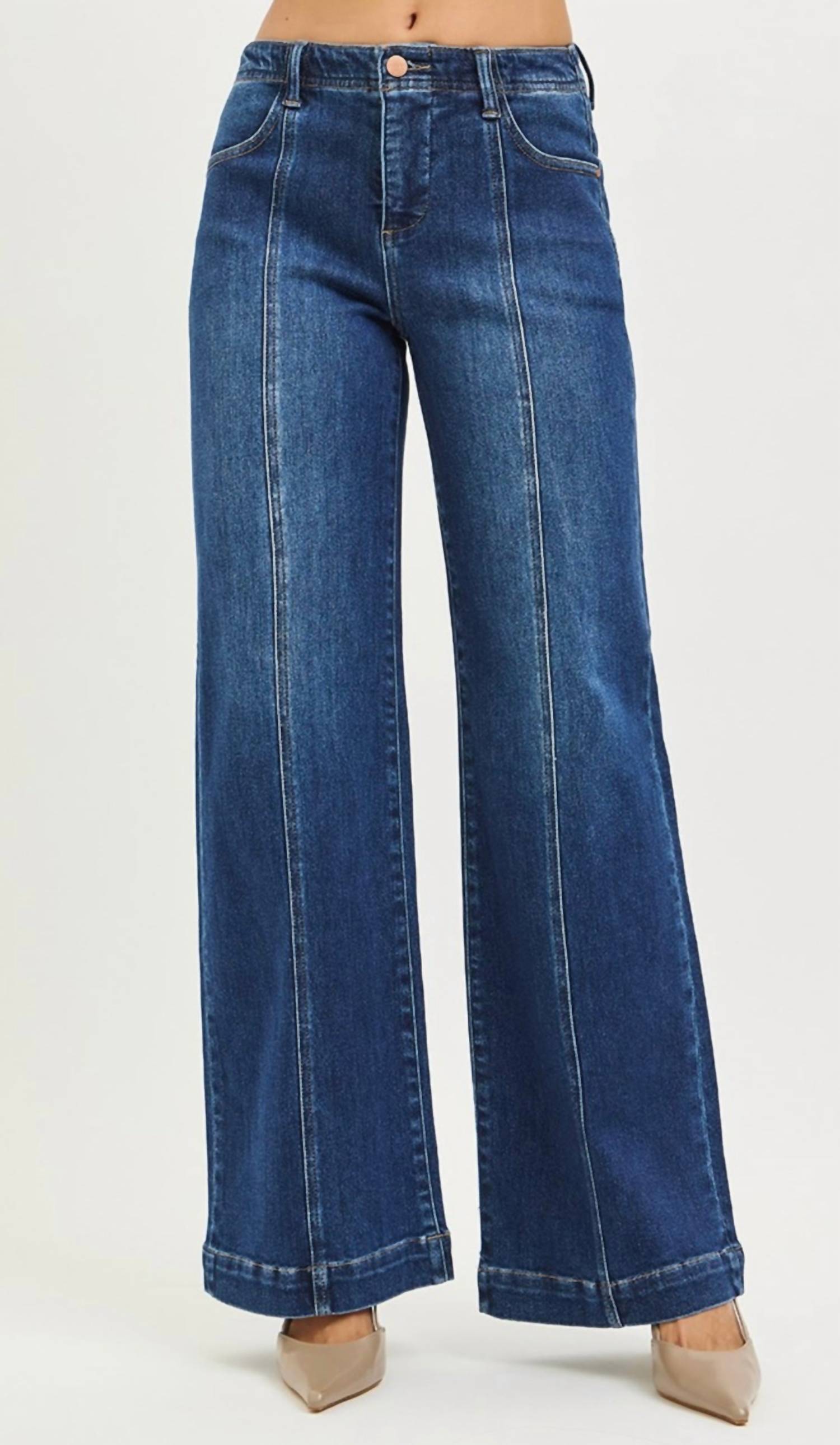 Risen - Mid Rise Wide Leg Jeans